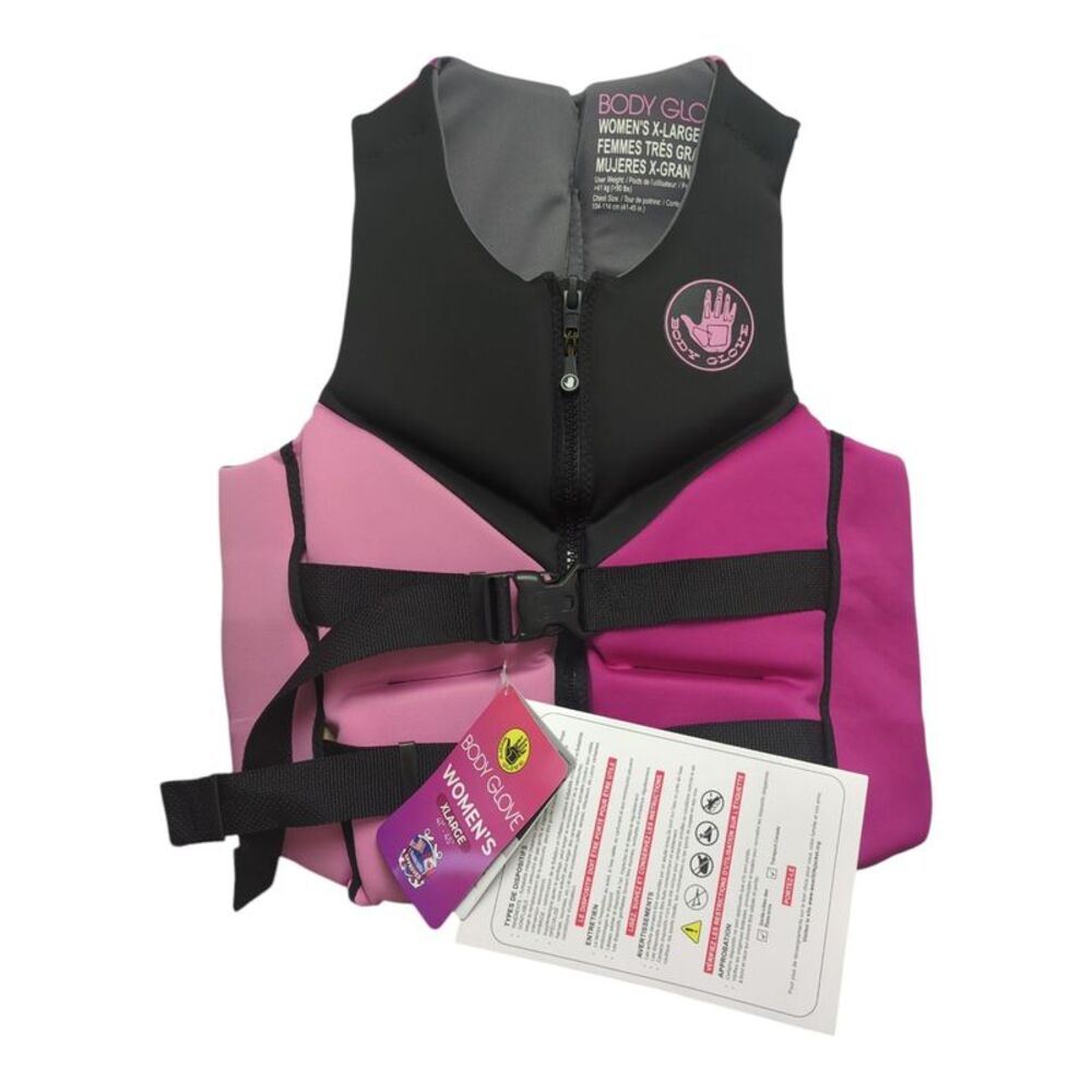 Body Glove Women's USCG Approved Segmented PFD Life Jacket, Pink/Black, XL